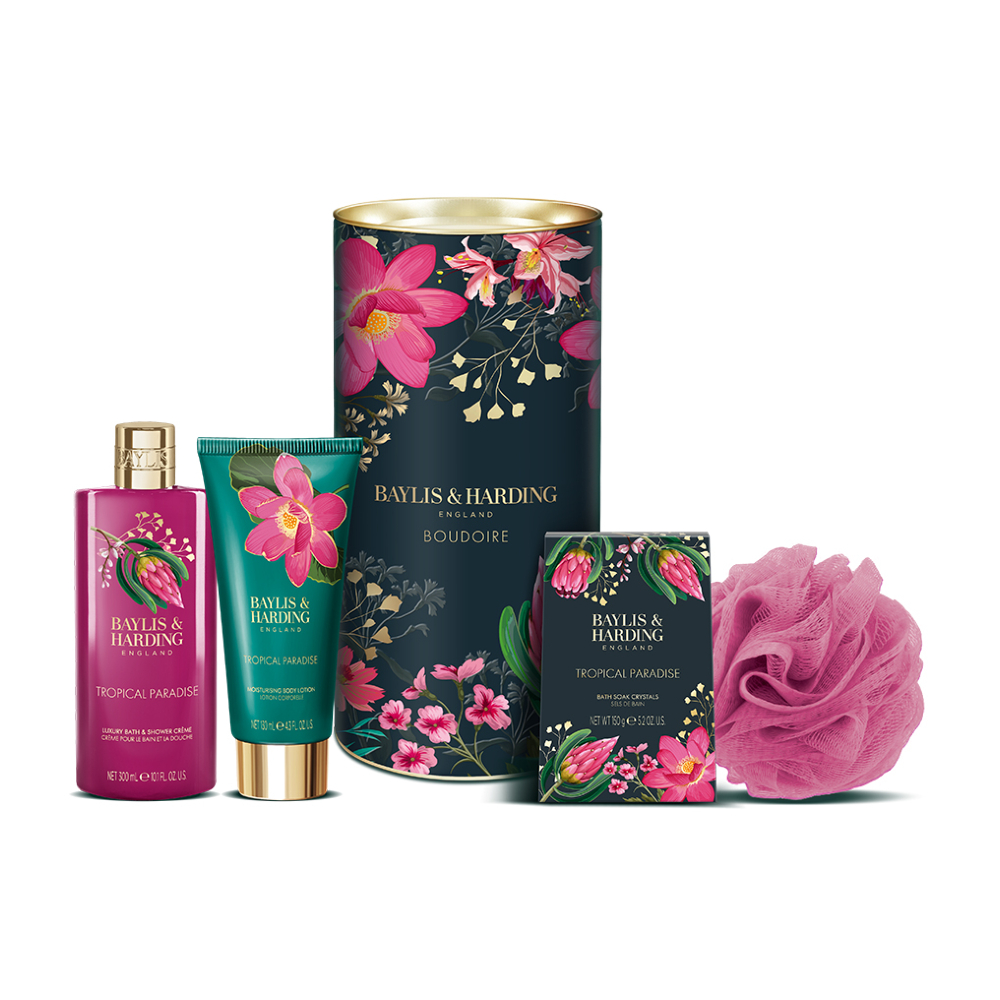 Baylis & Harding Boudoire Sada péče o tělo v tubusu Tropical Paradise 4 ks Baylis & Harding