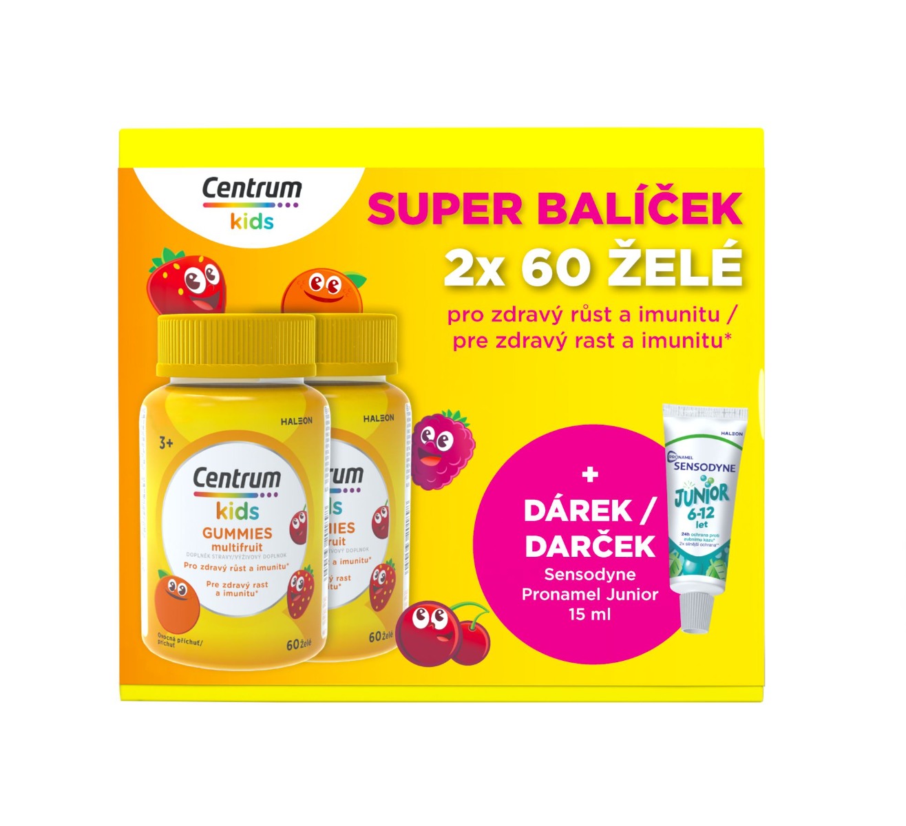 Centrum Kids Gummies multivitamín pro děti multifruit 60+60 ks Centrum