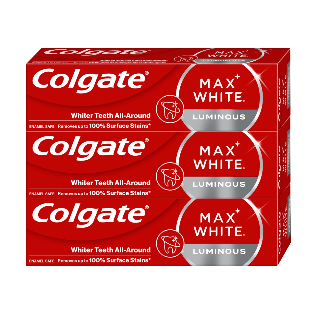 Colgate Max White Luminous bělicí zubní pasta 3x75 ml Colgate