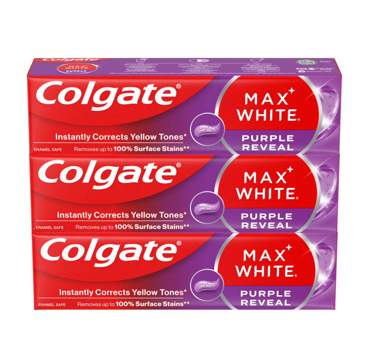 Colgate Max White Purple Reveal bělicí zubní pasta 3x75 ml Colgate