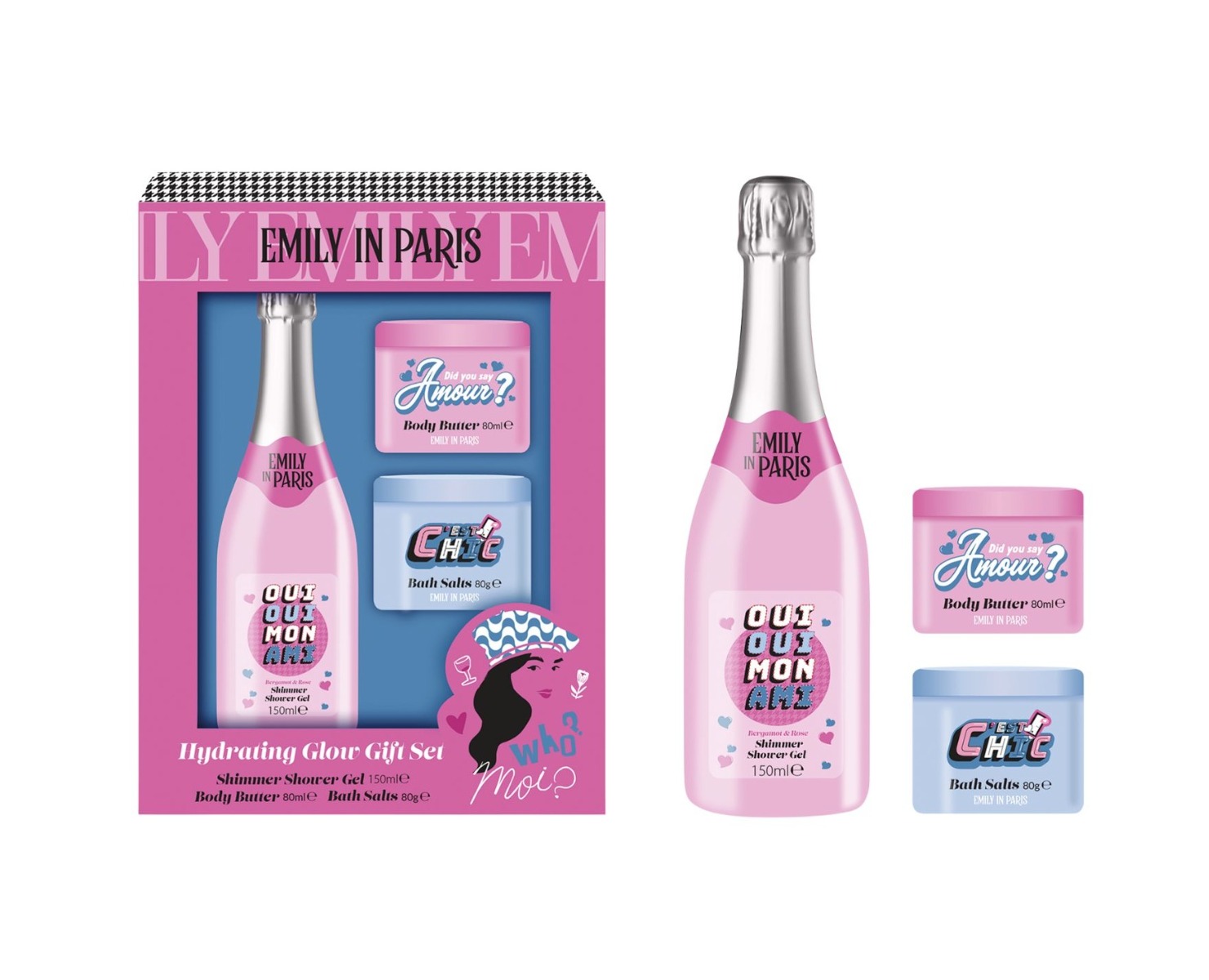 Emily in Paris Koupelová sada s tělovým máslem 3 ks Emily in Paris