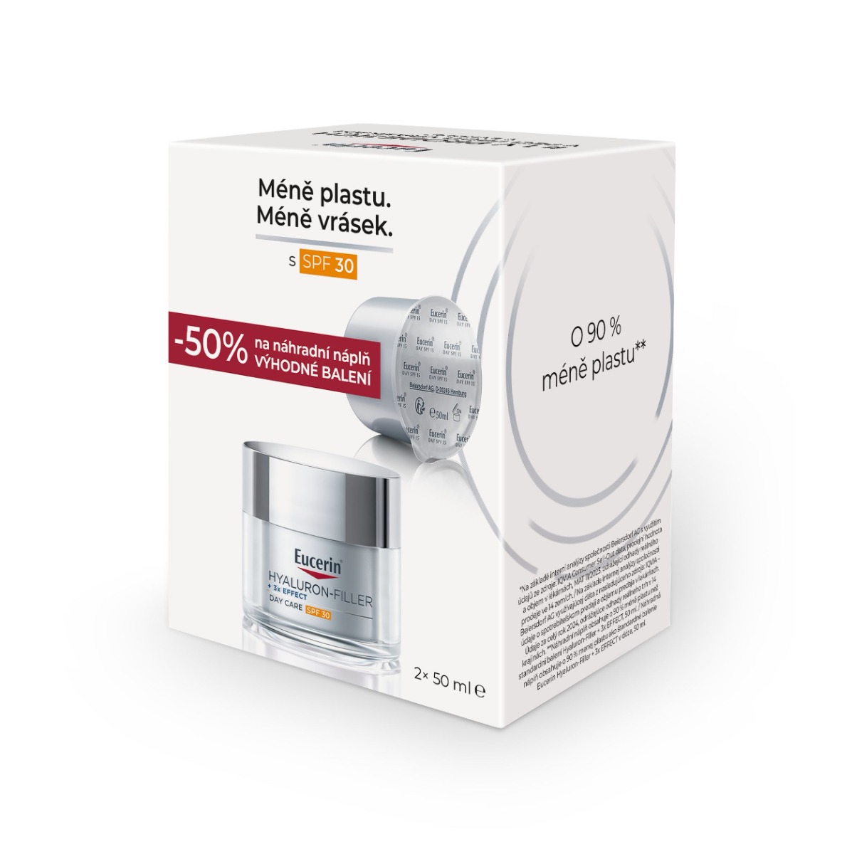 Eucerin Hyaluron-Filler + 3x Effect SPF30 denní krém a náhradní náplň 2x50 ml Eucerin