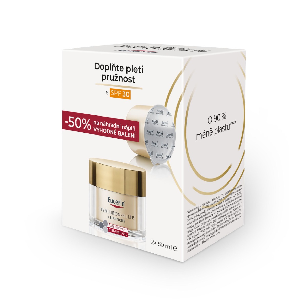 Eucerin Hyaluron-Filler + Elasticity SPF30 denní krém a náhradní náplň 2x50 ml Eucerin