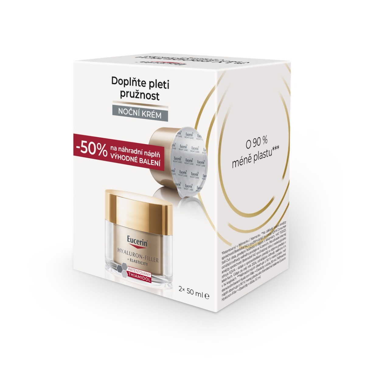 Eucerin Hyaluron-Filler + Elasticity noční krém a náhradní náplň 2x50 ml Eucerin