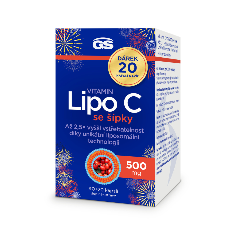 GS Vitamin Lipo C 500 mg se šípky 90+20 kapslí NAVÍC GS