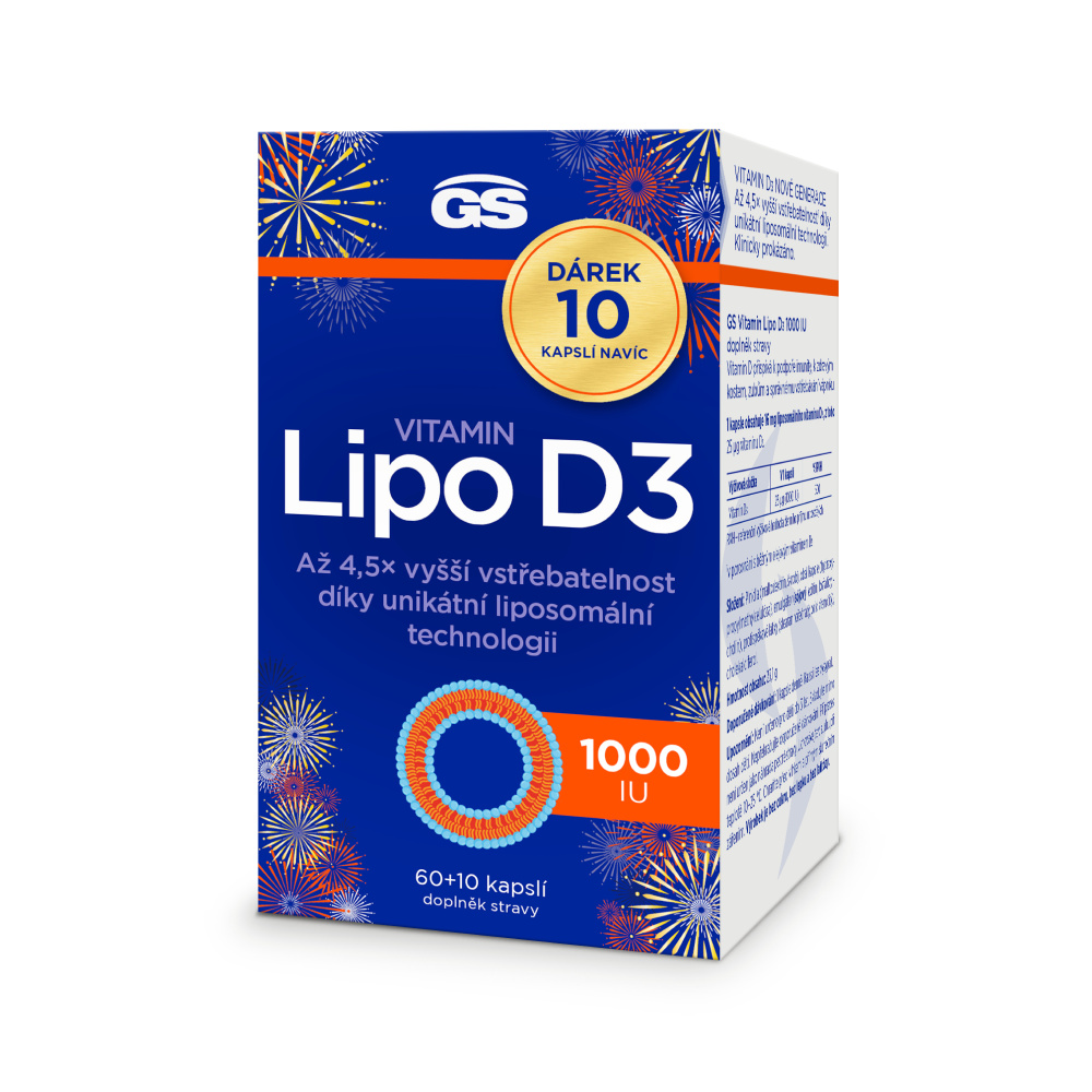 GS Vitamin Lipo D3 1000 IU 60+10 kapslí NAVÍC GS