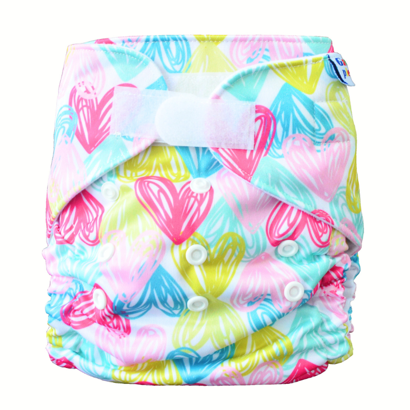 GaGa's pleny Látková plena AIO Srdíčka na suchý zip GaGa's pleny