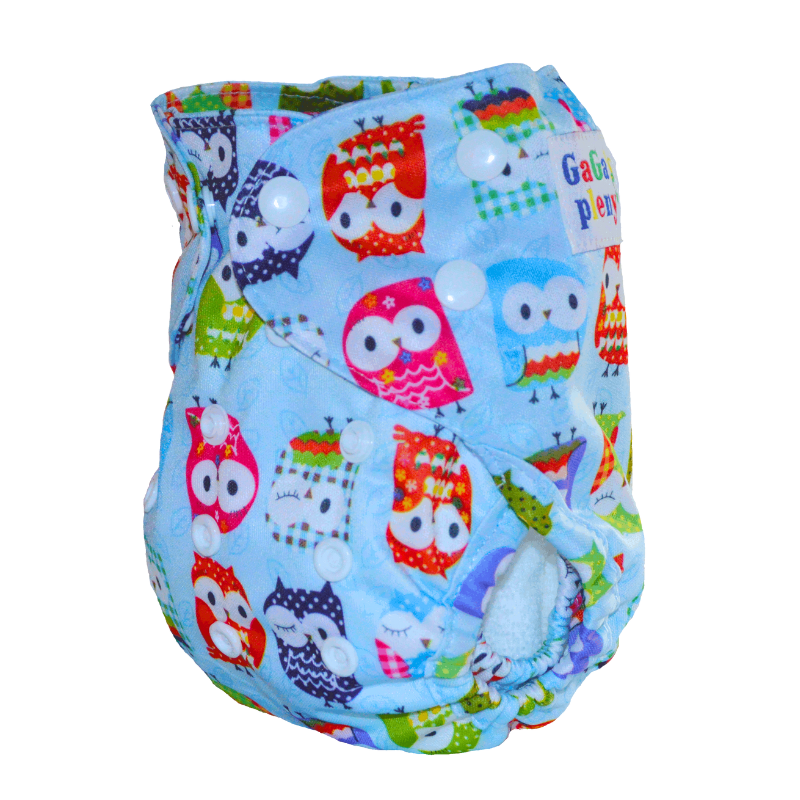GaGa's pleny Novorozenecké svrchní kalhotky Sovičky na patentky GaGa's pleny
