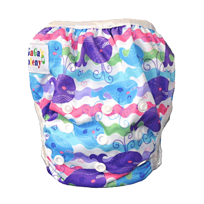 GaGa's pleny Plenkové plavky pro miminko Barevné velryby GaGa's pleny