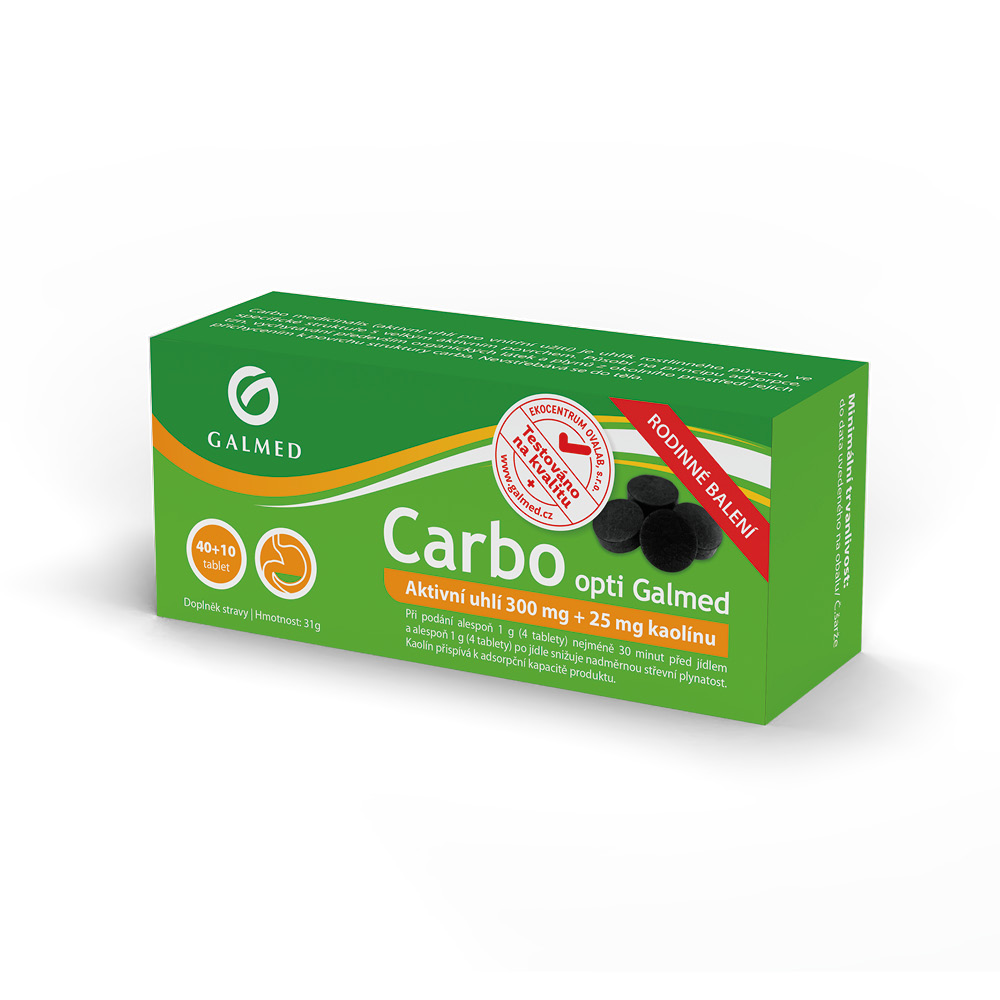 Galmed Carbo medicinalis Opti 300 mg rodinné balení 40+10 tablet Galmed