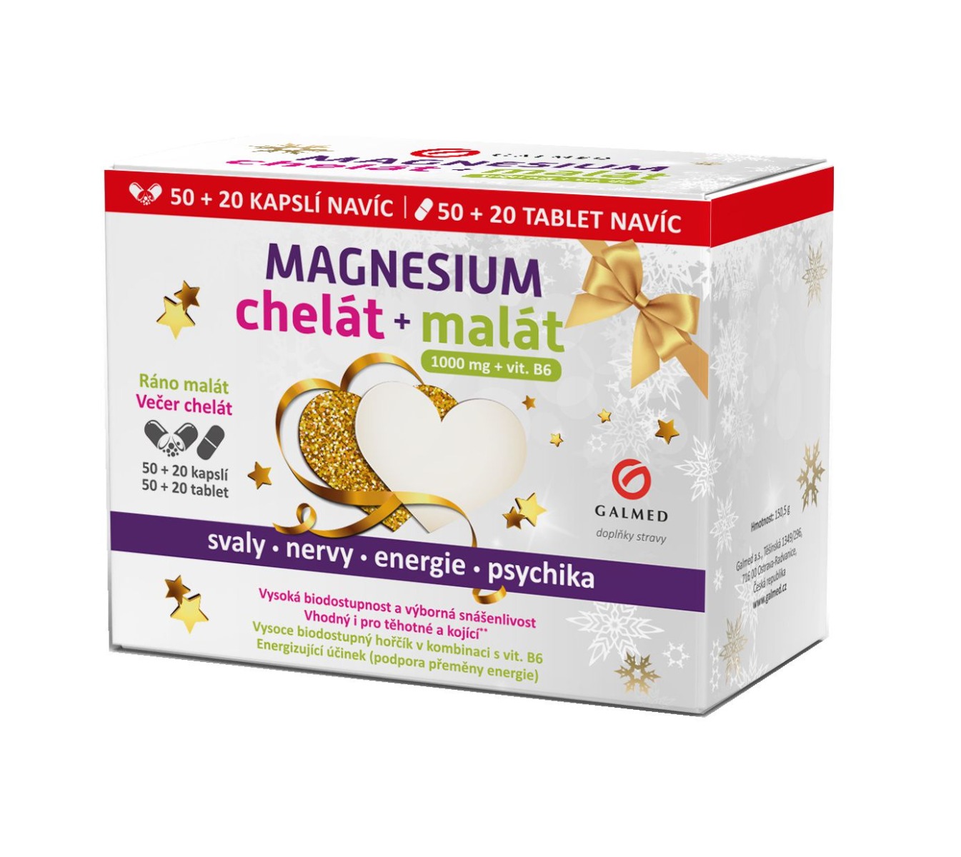 Galmed Magnesium chelát + malát 70 kapslí + 70 tablet. Galmed