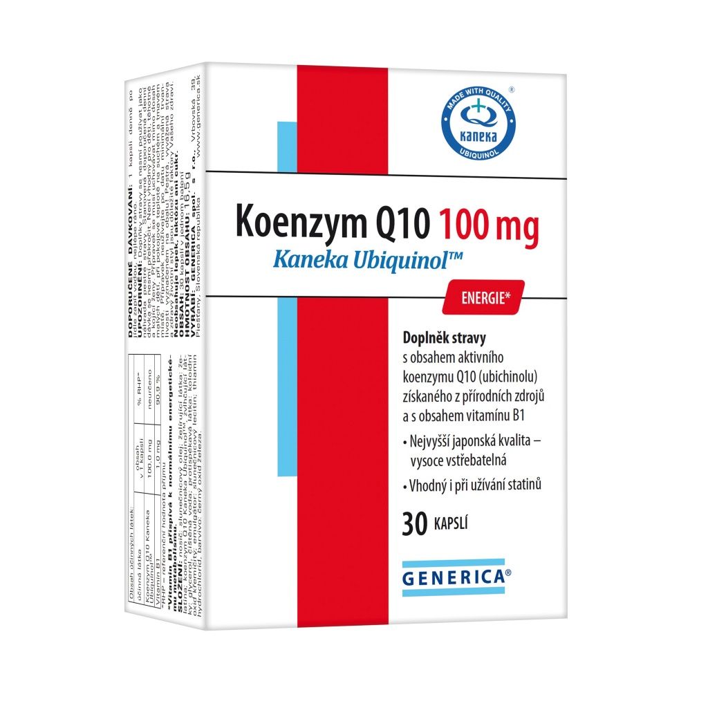 Generica Koenzym Q10 100 mg Kaneka Ubiquinol 30 kapslí Generica