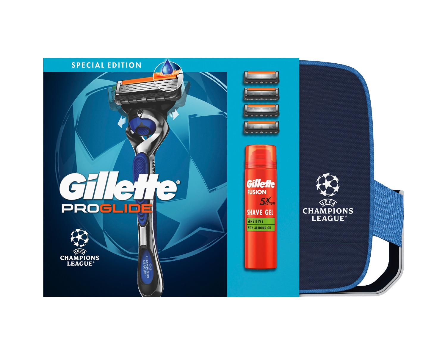 Gillette Xmass sada UEFA holicí strojek + 4 hlavice