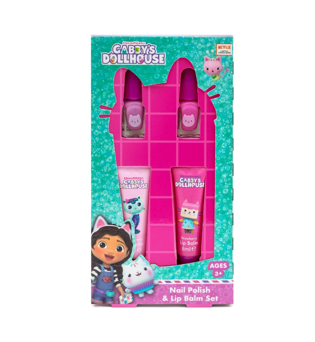 Kokomo Gabby´s Dollhouse set balzámů na rty a laků na nehty 4 ks Kokomo