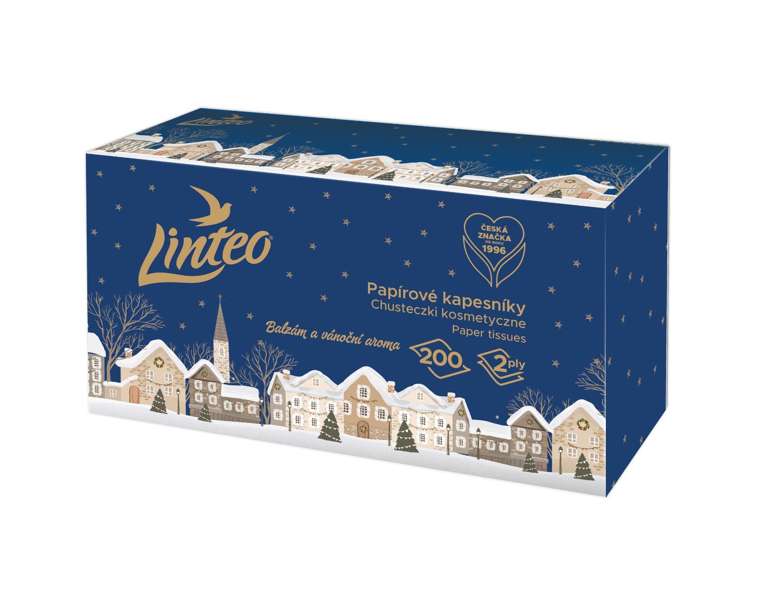 Linteo Den&Noc Papírové kapesníky 2vrstvé box 200 ks Linteo