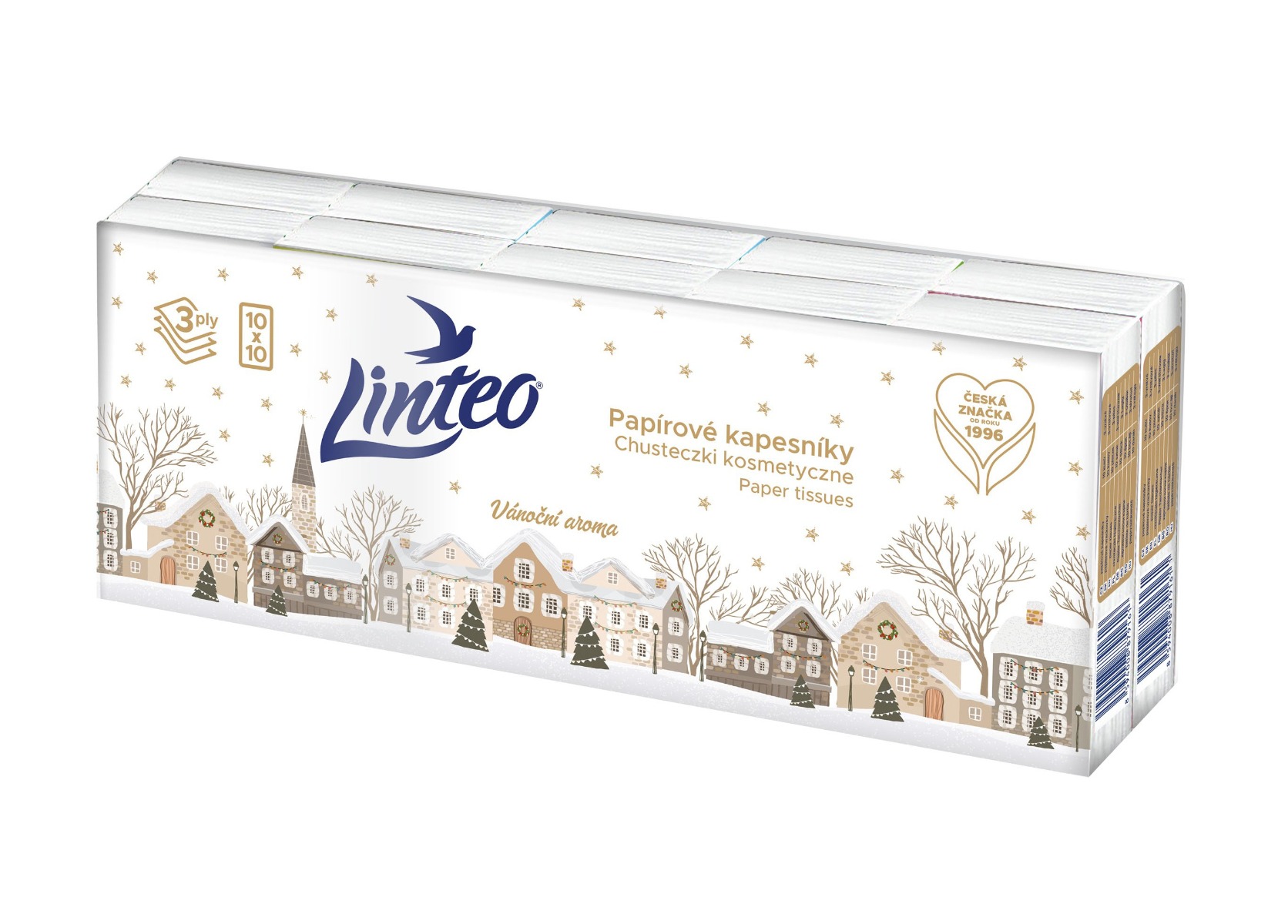 Linteo Den&Noc Papírové kapesníky 3vrstvé 10x10 ks Linteo