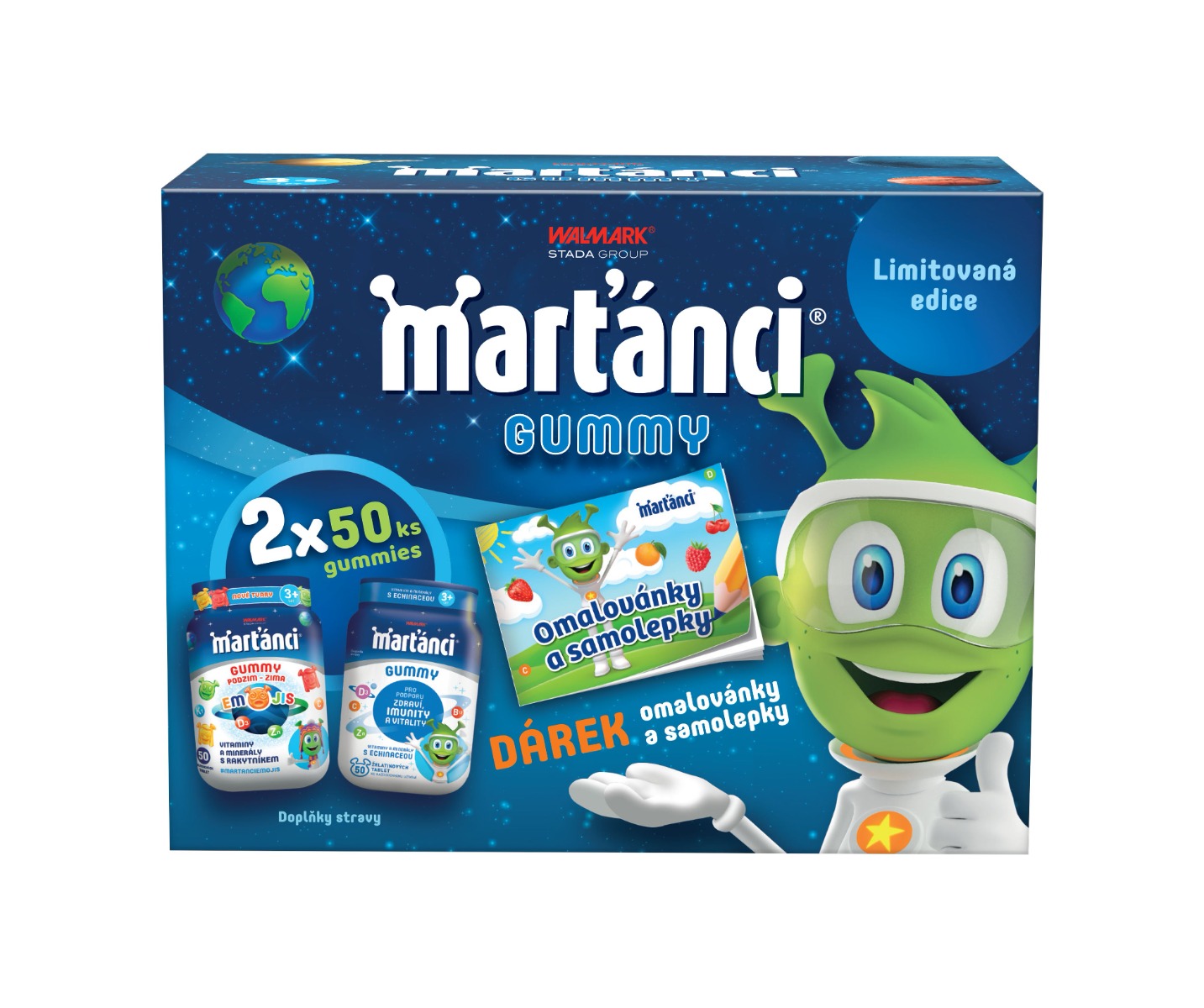 Marťánci Gummy 50+50 ks + omalovánky Marťánci