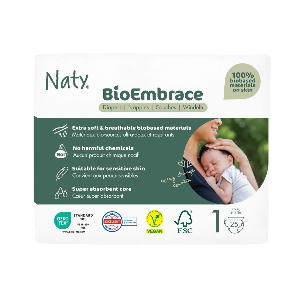 Naty BioEmbrace Newborn 2–5 kg dětské plenky 25 ks Naty