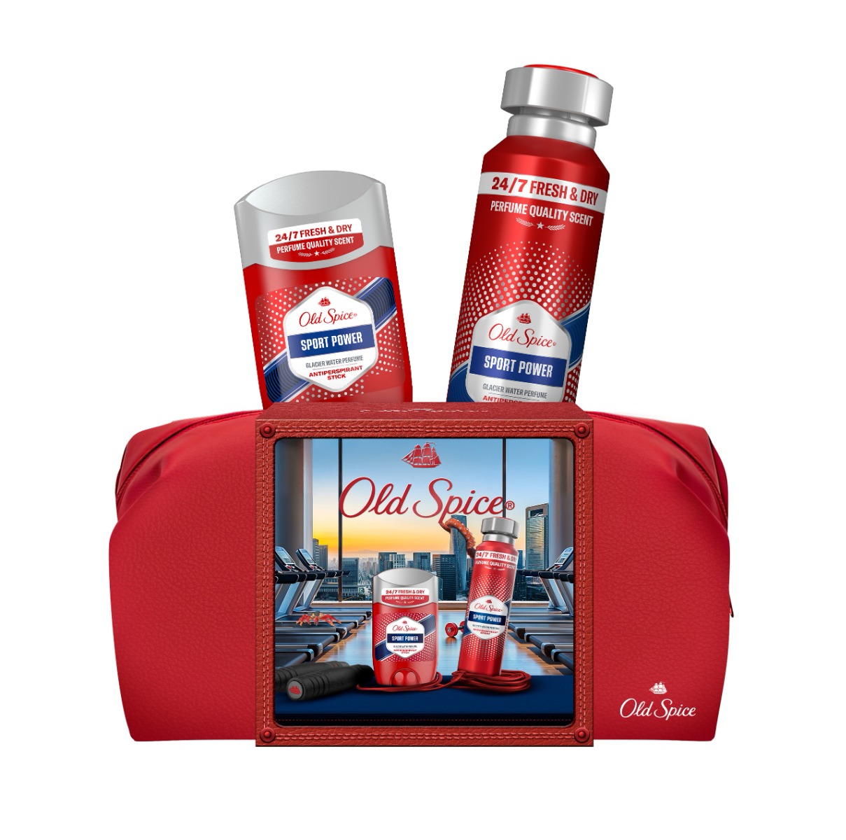 Old Spice Xmass sada Sport Power v taštičce antiperspiranty 150 ml + 50 ml Old Spice