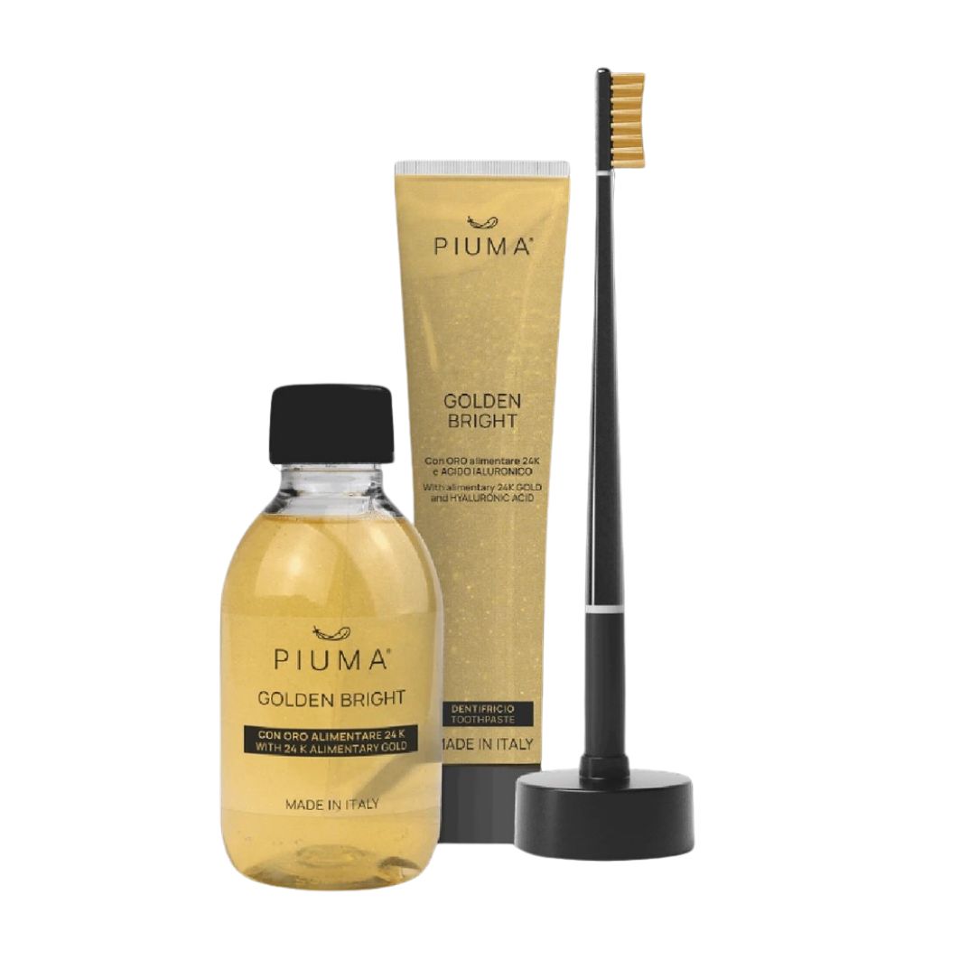 Piuma Dárkový set na péči o zuby 5 ks Golden Bright Piuma