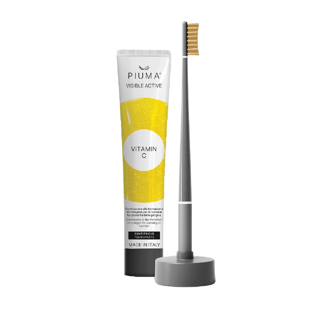 Piuma Dárkový set na péči o zuby s vitamínem C 4 ks Asphalt Grey Piuma