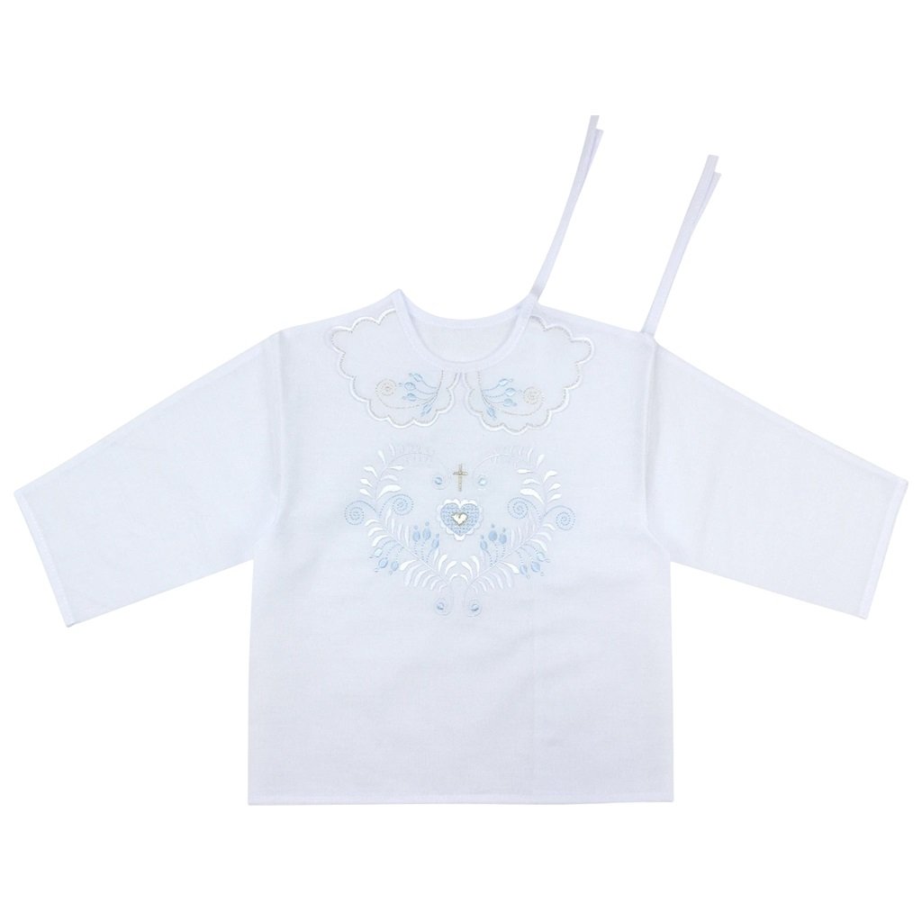 Richelieu Košilka na křest Folk modrá bavlna vel. 56