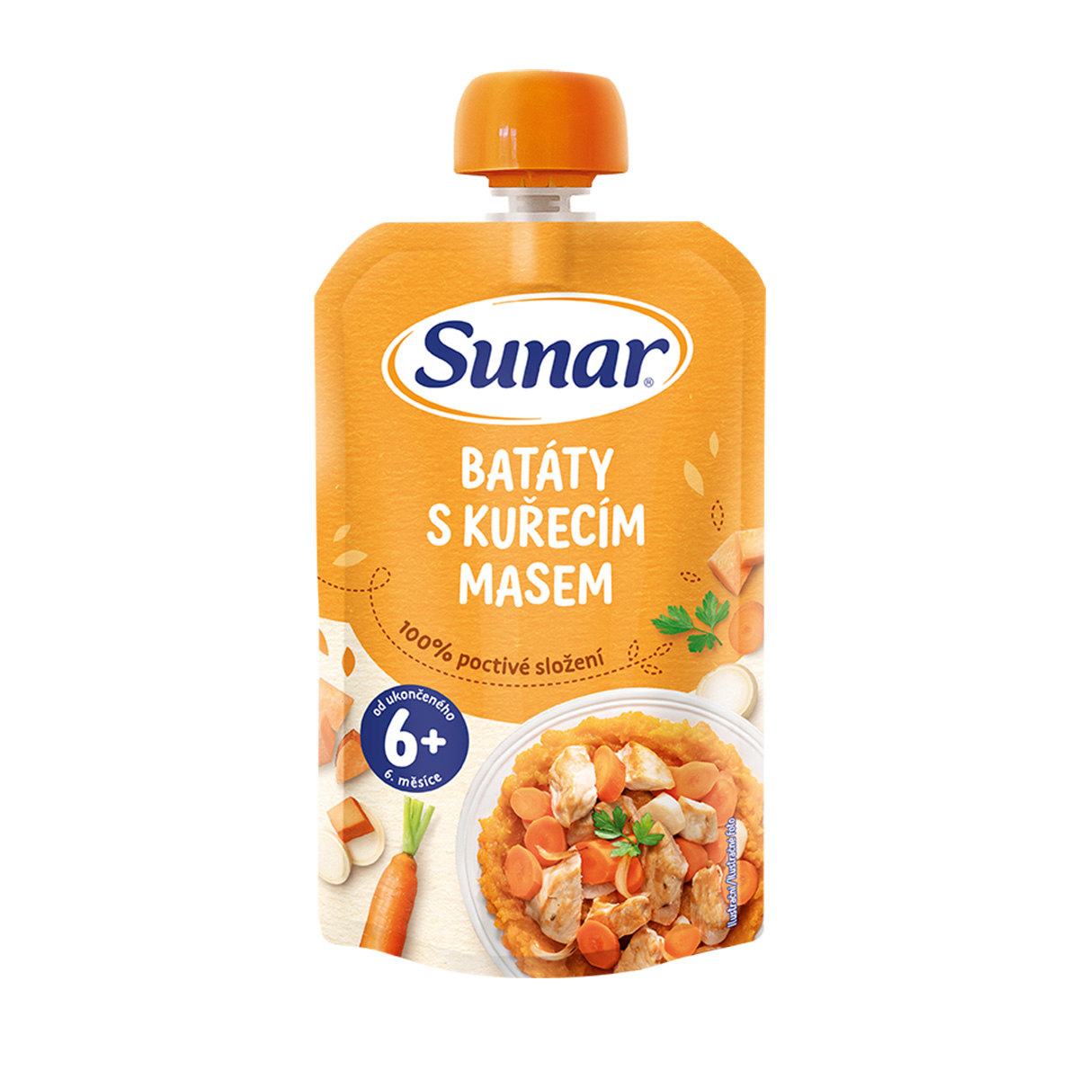 Sunar Příkrm Batáty s kuřecím masem 6m+ kapsička 120 g Sunar