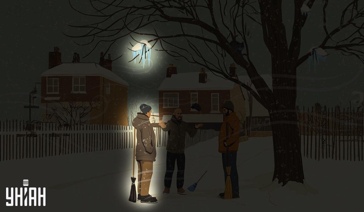 Viens no sētniekiem stāvēja zem lāstekām, kas karājās kokā / Moje kolāža