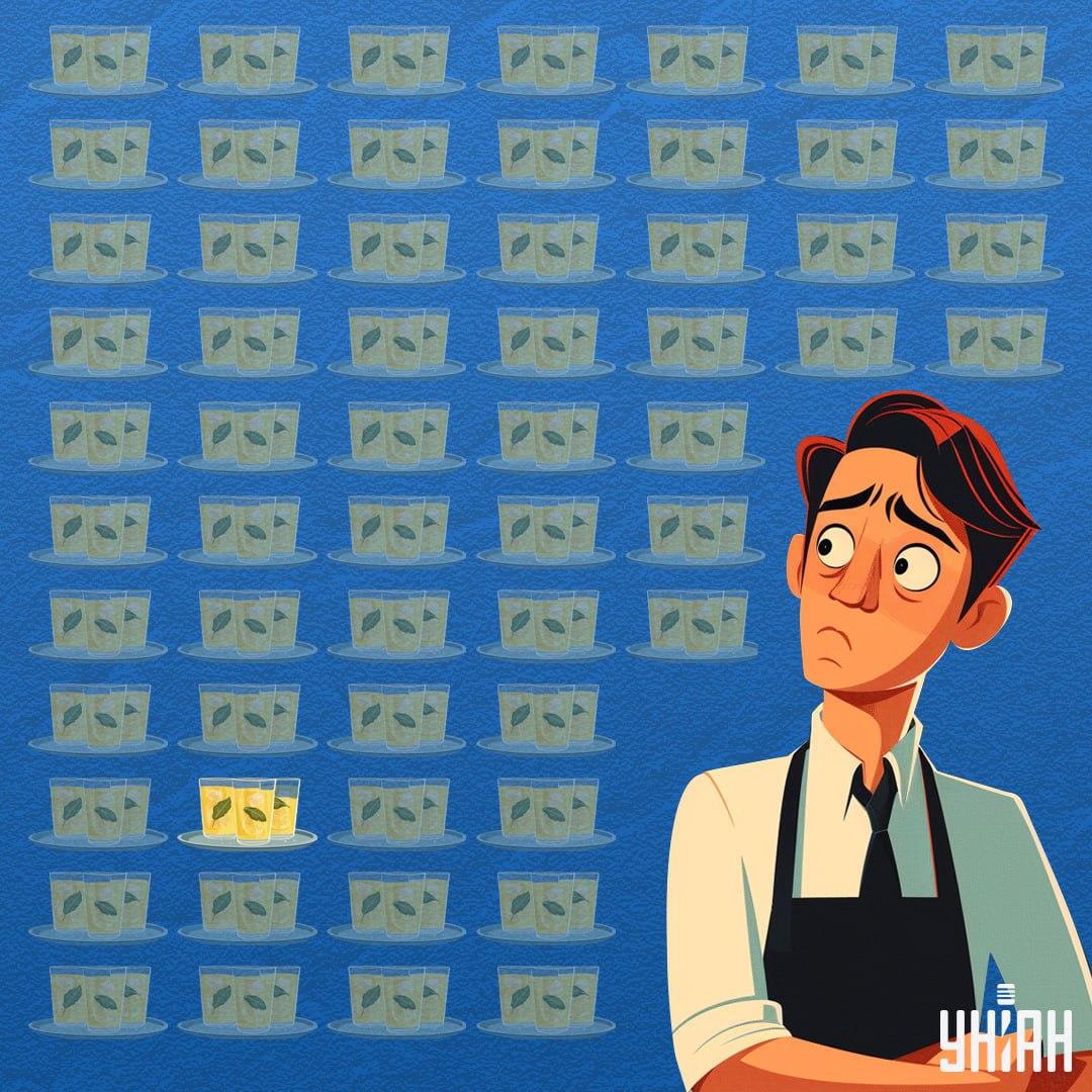 Glāze, kurā bija mazāk limonādes, atradās attēla apakšā / Moje kolāža