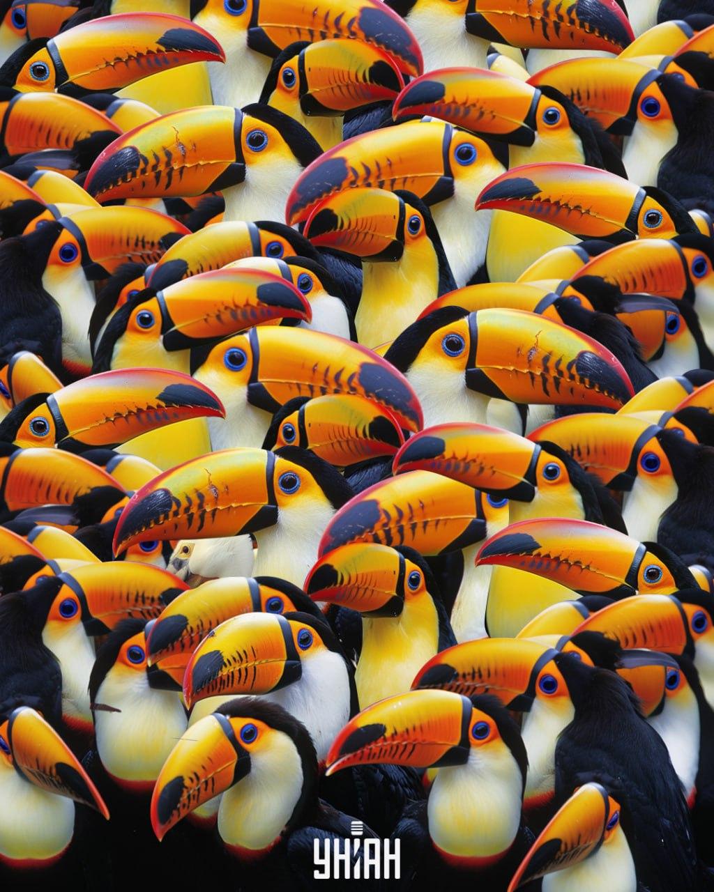 Starp tukāniem 7 sekundēs jāatrod pelikāns / Moje kolāža