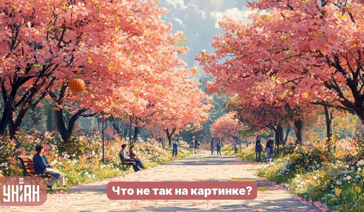 Jums 5 sekundēs jāatrod dīvaina kļūda parkā ar sakurām: vienkāršs IQ tests